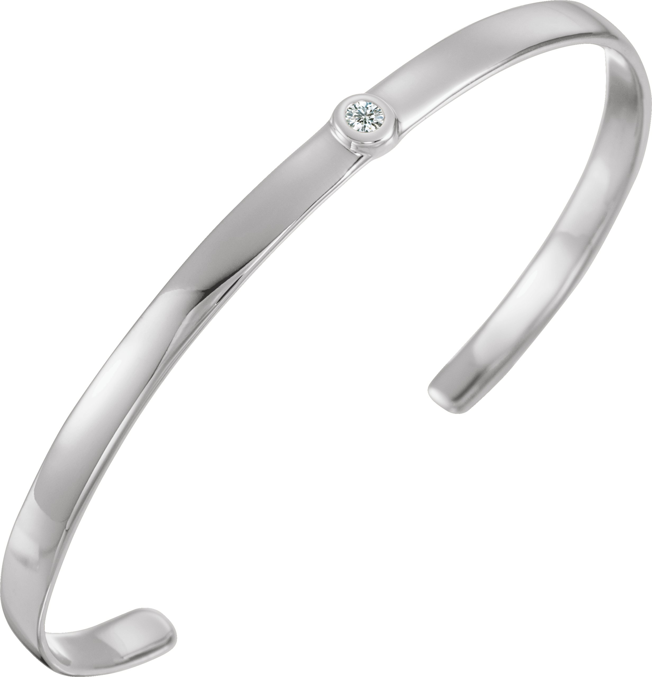 Sterling Silver 1/10 CT Natural Diamond Cuff 6" Bracelet