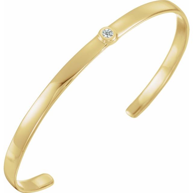 14K Yellow 1/10 CT Natural Diamond Cuff 6" Bracelet