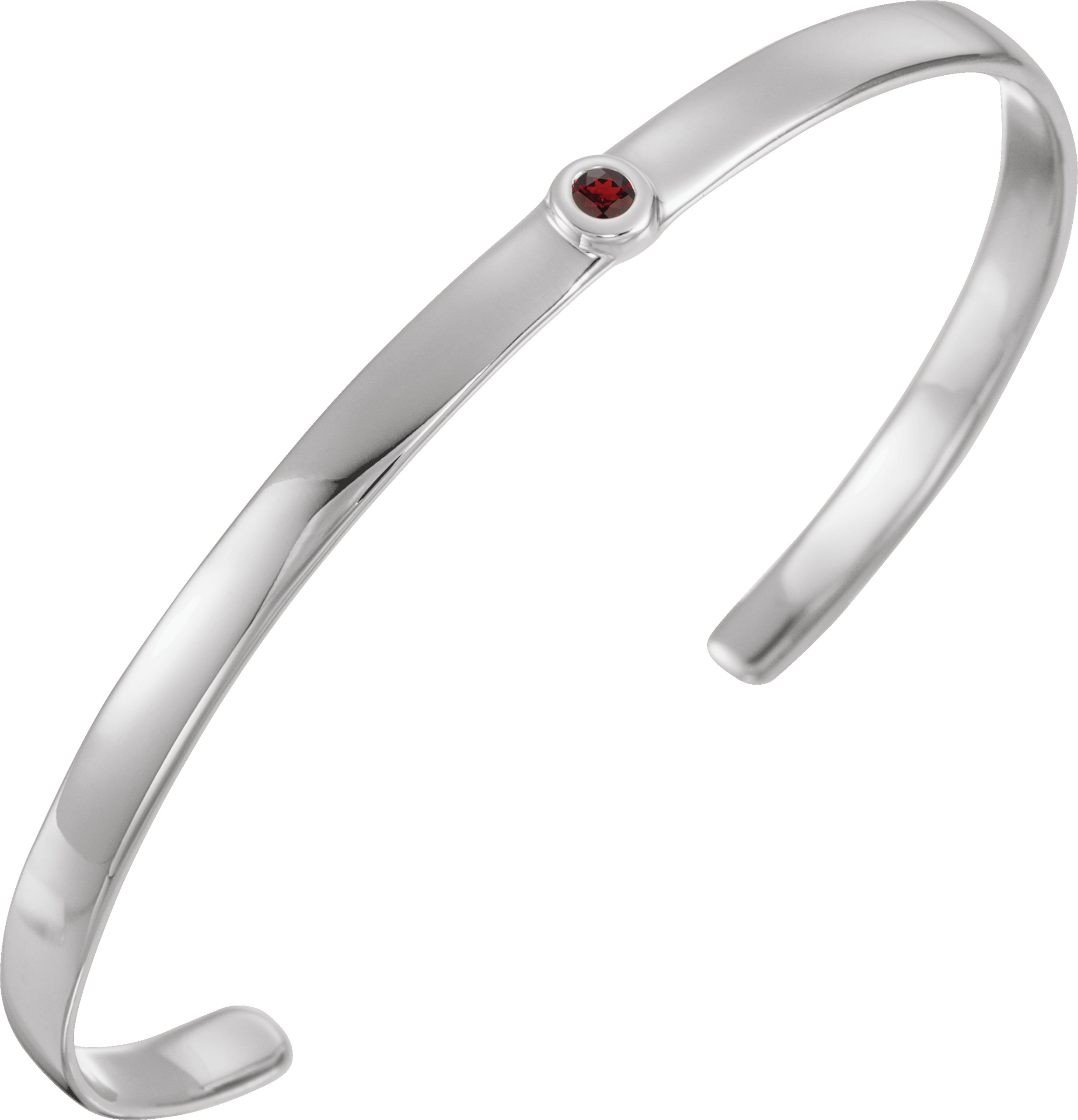 Sterling Silver Natural Mozambique Garnet Cuff 6" Bracelet