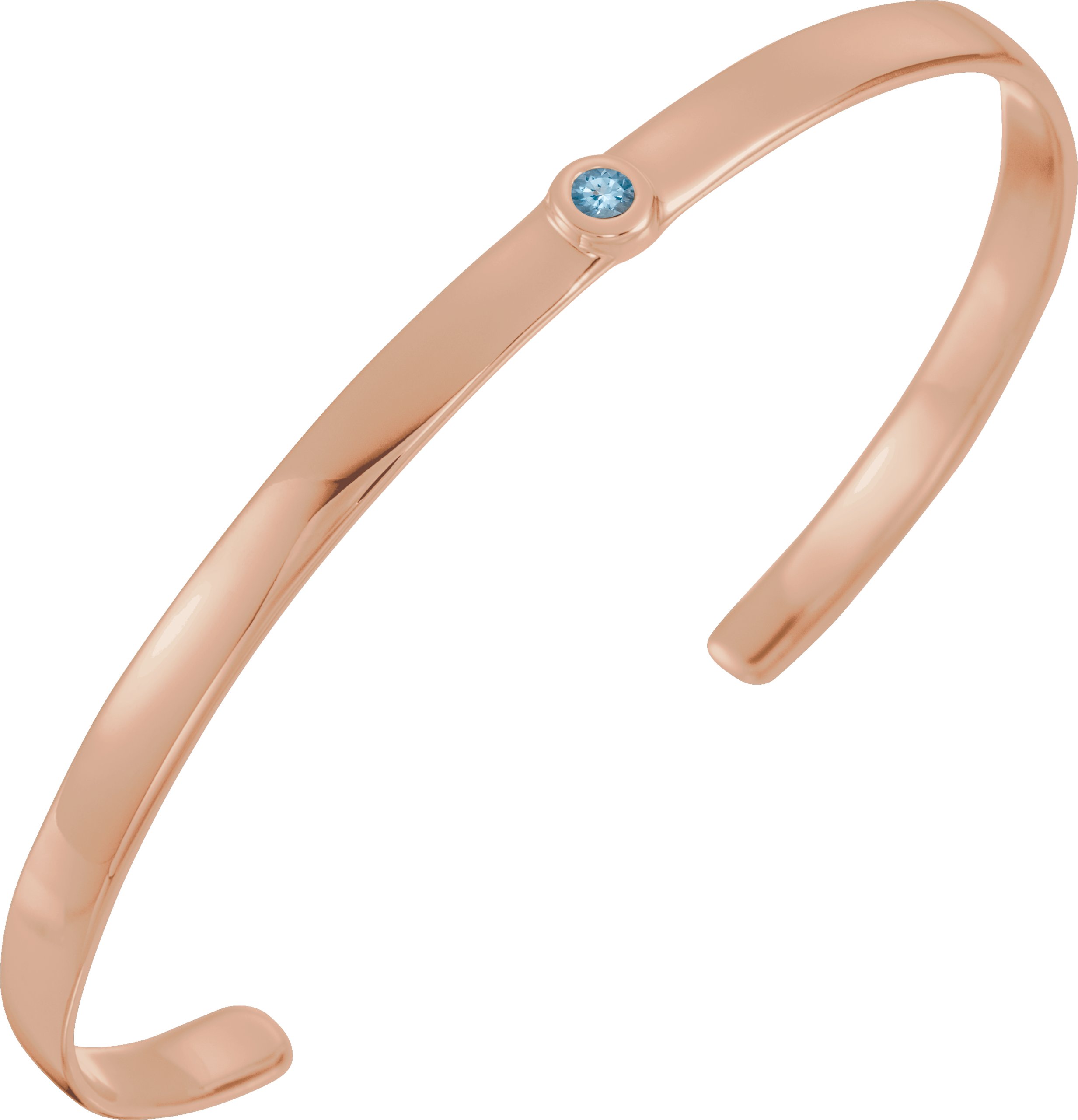 14K Rose Aquamarine Cuff 6 inch Bracelet Ref. 12886782