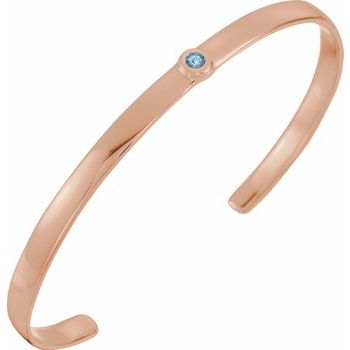 14K Rose Aquamarine Cuff 6 inch Bracelet Ref. 12886782