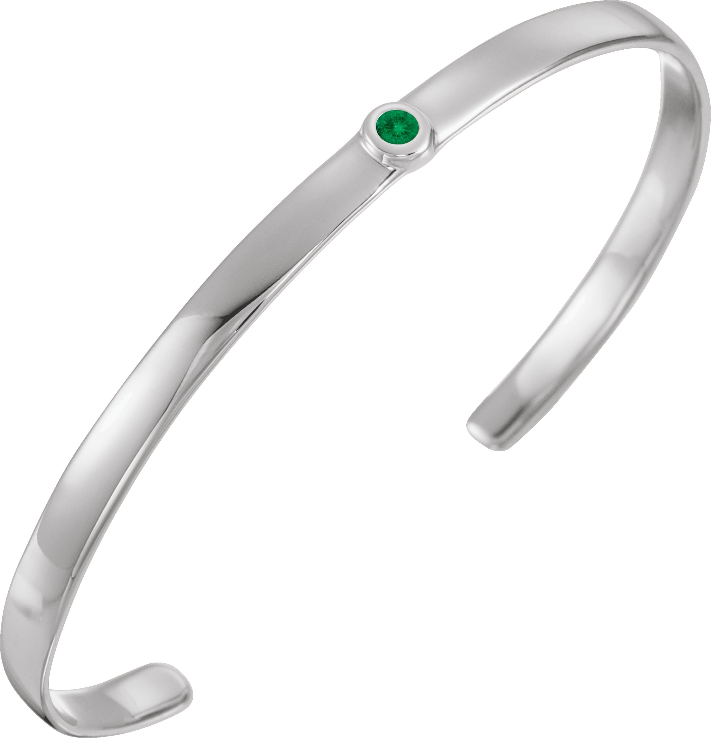 14K White Emerald Cuff 6 inch Bracelet Ref. 12886761
