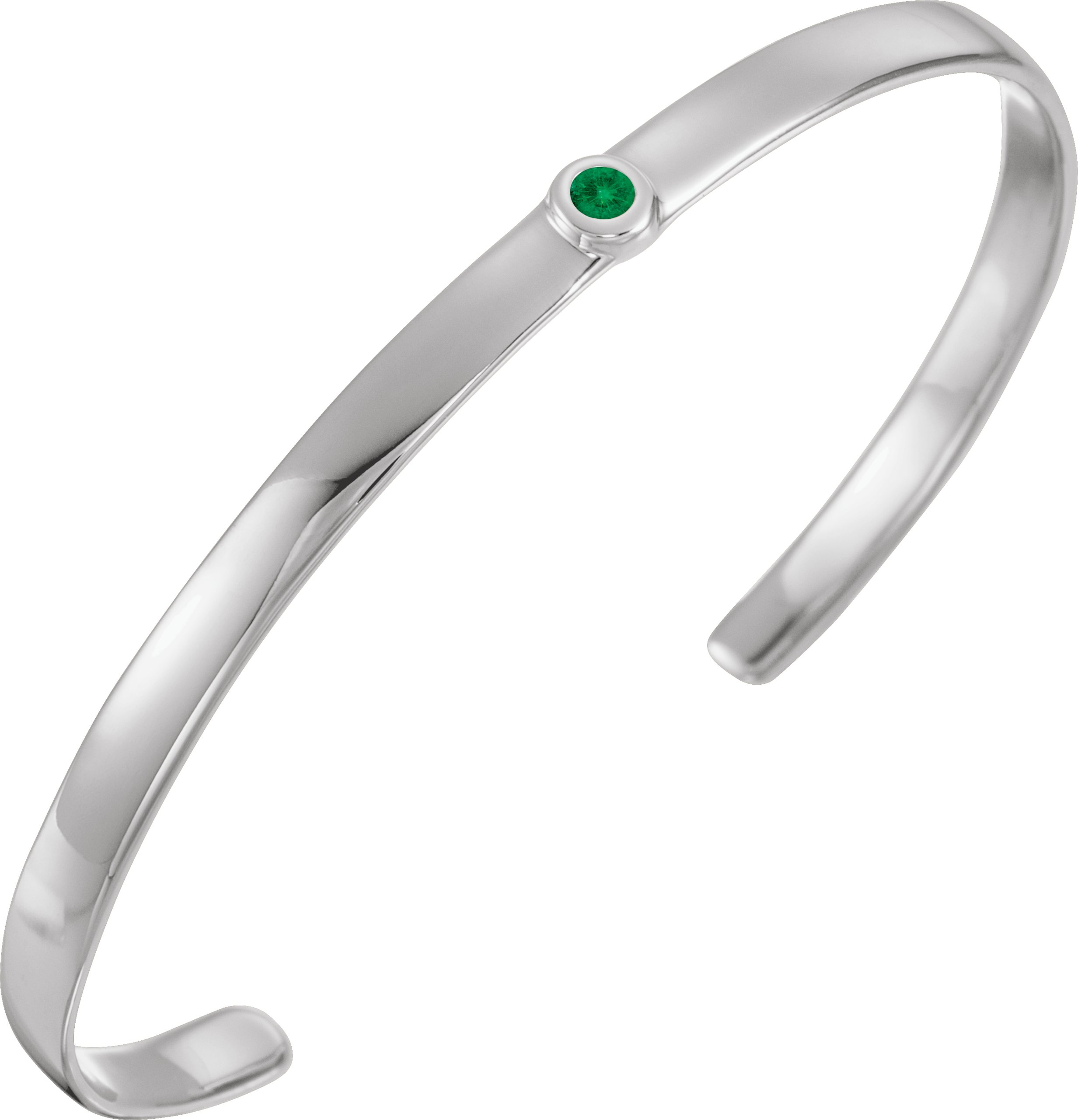 14K White Natural Emerald Cuff 6