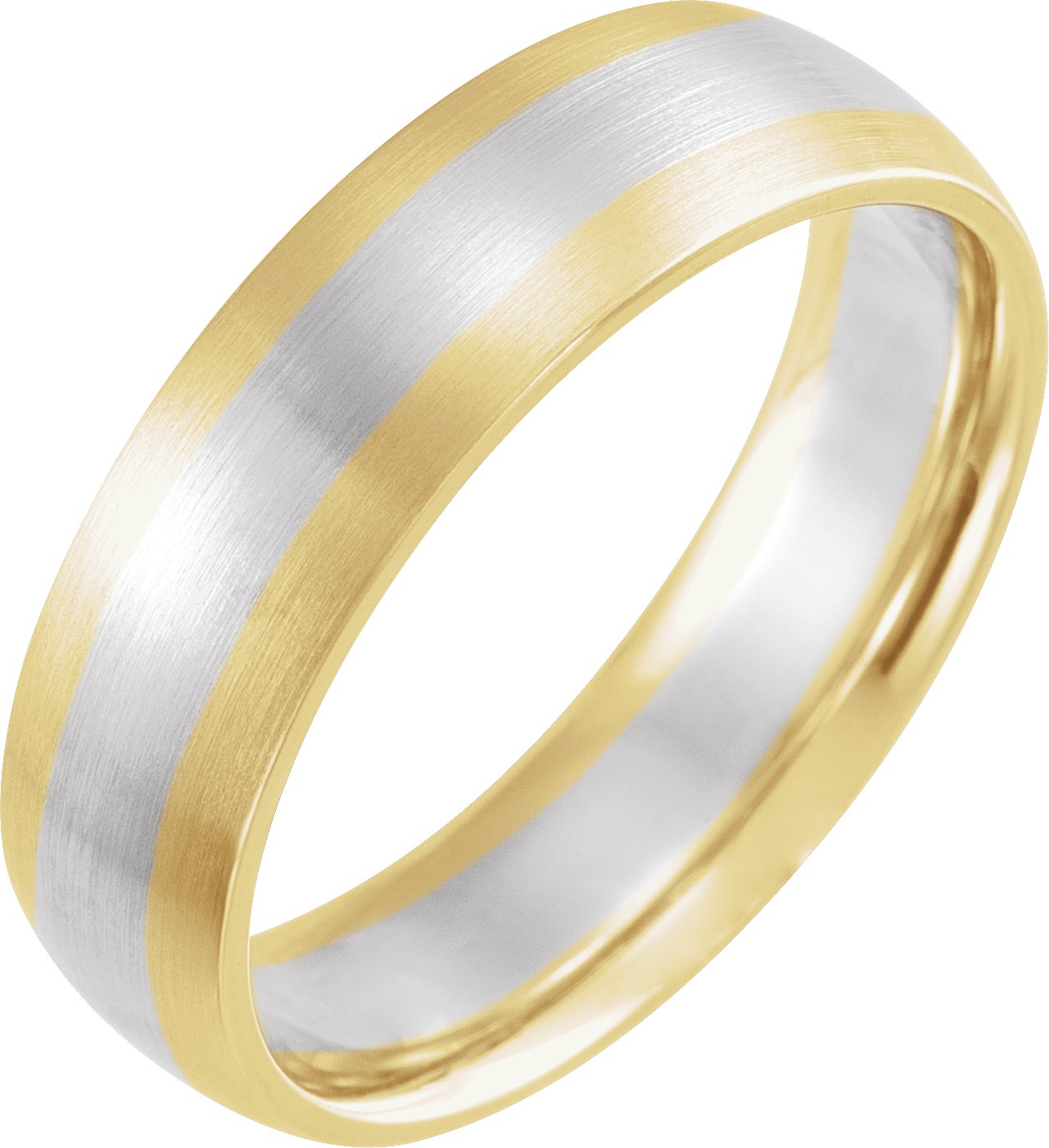 14K Yellow/White/Yellow 6 mm Half Round Band with Satin Finish Size 10