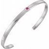 Sterling Silver Pink Tourmaline Cuff 6 inch Bracelet Ref. 12886799