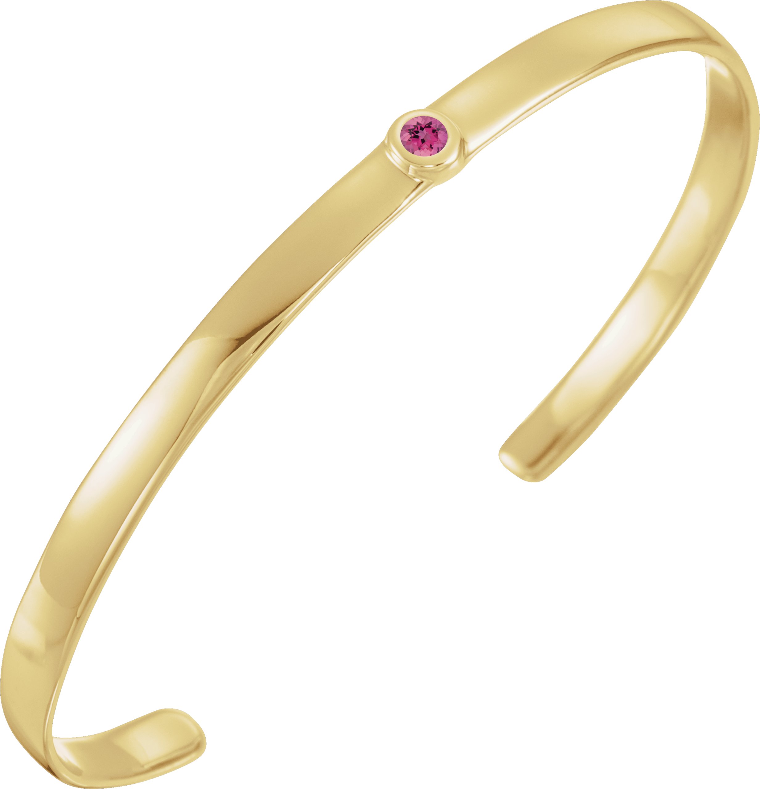 14K Yellow Natural Pink Tourmaline Cuff 6