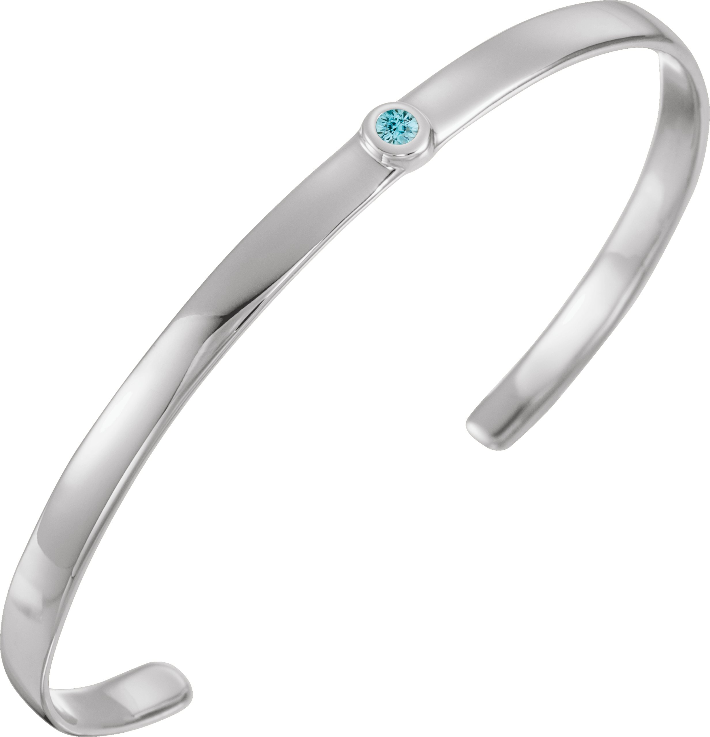 Sterling Silver Blue Zircon Cuff 6 inch Bracelet Ref. 12886801