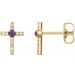 14K Yellow Natural Amethyst & .05 CTW Natural Diamond Cross Earrings
