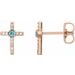 14K Rose Natural Blue Zircon & .05 CTW Natural Diamond Cross Earrings