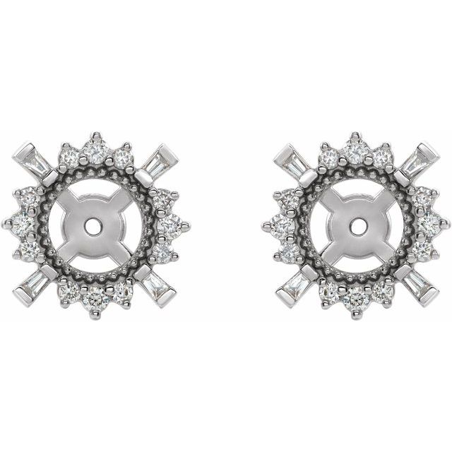 14K White 1/6 CTW Natural Diamond Halo-Style Earring Jackets with 4.9 mm ID