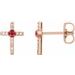 14K Rose Natural Ruby & .05 CTW Natural Diamond Cross Earrings