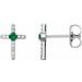 14K White Lab-Grown Emerald & .05 CTW Natural Diamond Cross Earrings