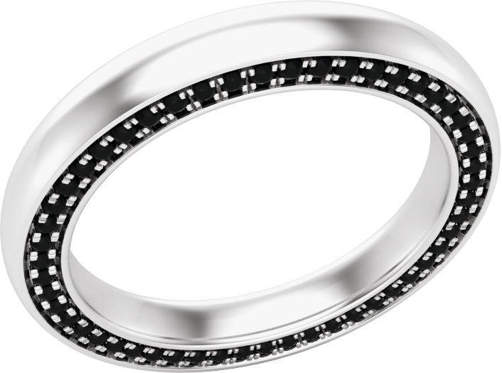 14K White 3 mm 5/8 CTW Black Diamond Band Size 8