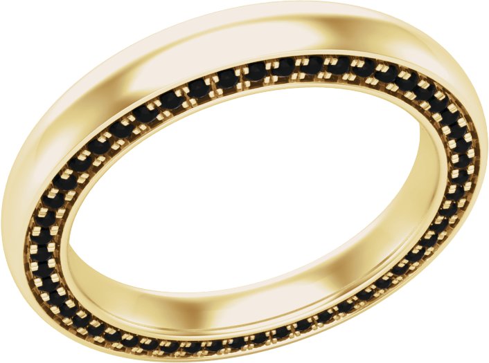 14K Yellow 3 mm 1/2 CTW Black Diamond Band Size 6.5