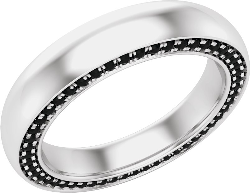 Platinum 5 mm 1/2 CTW Black Diamond Band Size 11.5