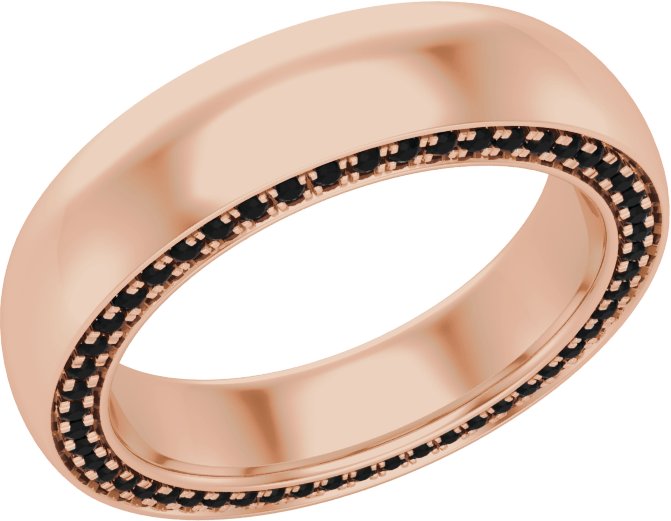 14K Rose 5 mm 1/2 CTW Black Diamond Band Size 9