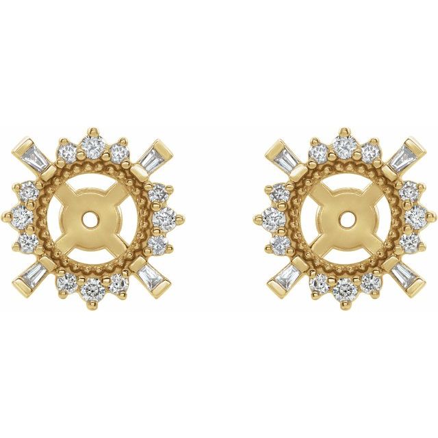 14K Yellow 1/6 CTW Natural Diamond Halo-Style Earring Jackets with 4.9 mm ID