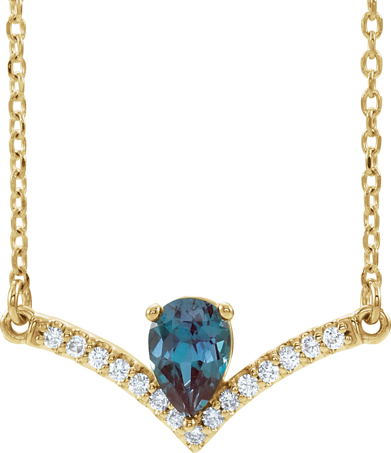 14K Yellow Lab-Grown Alexandrite & .06 CTW Diamond 18 Necklace