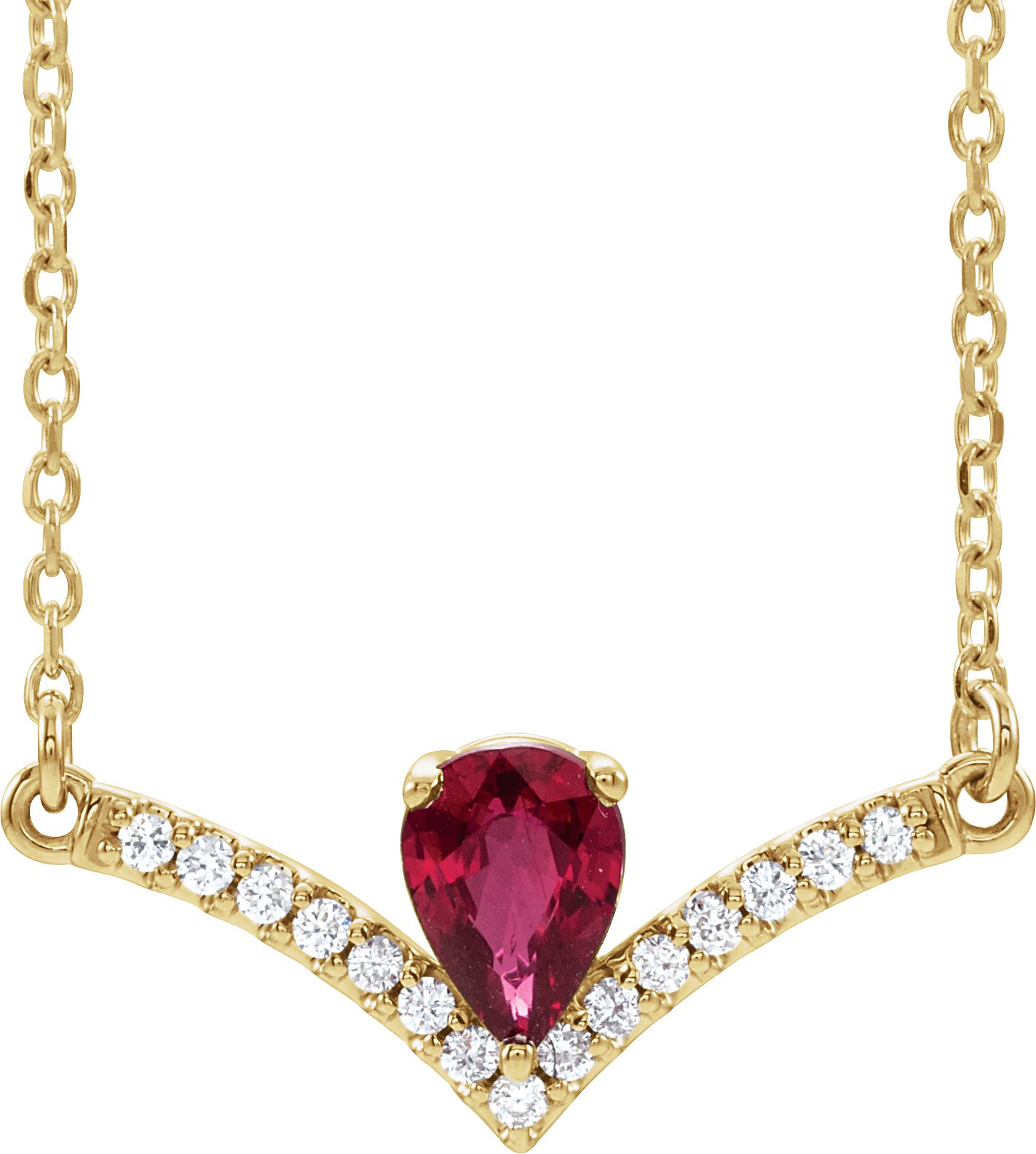 14K Yellow Natural Ruby & .06 CTW Natural Diamond 16 Necklace