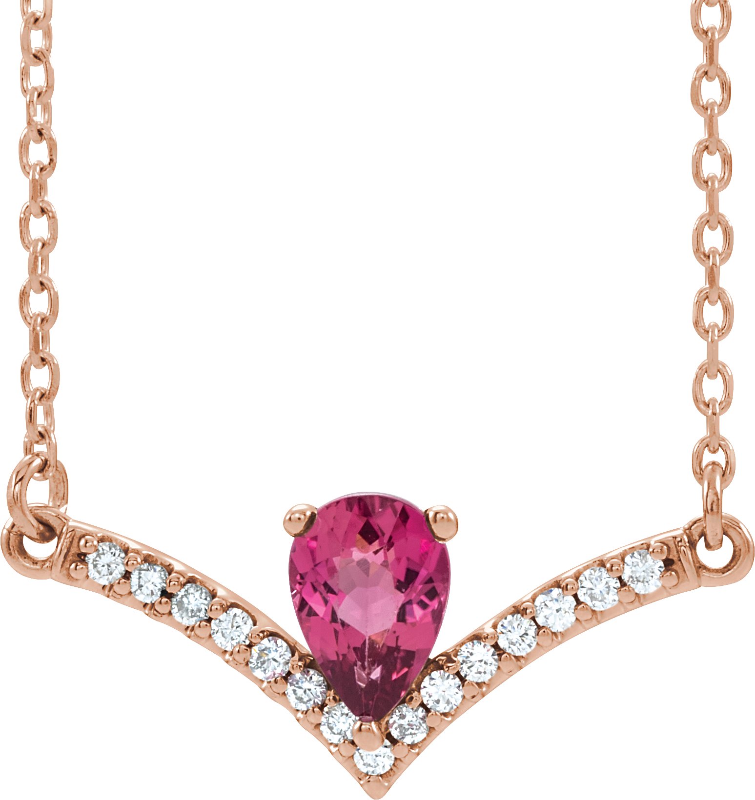 14K Rose Pink Tourmaline & .06 CTW Diamond 18 Necklace          