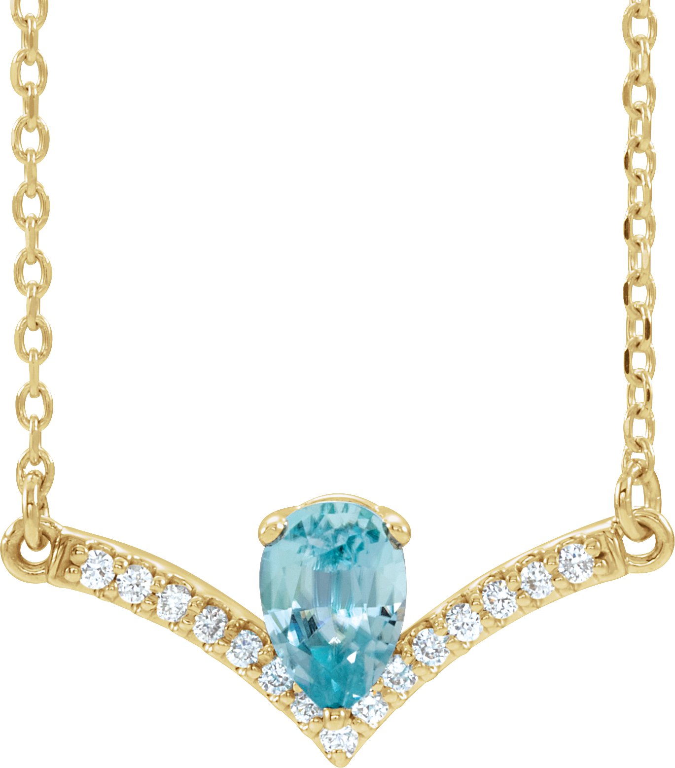 14K Yellow Natural Blue Zircon & .06 CTW Natural Diamond 16 Necklace