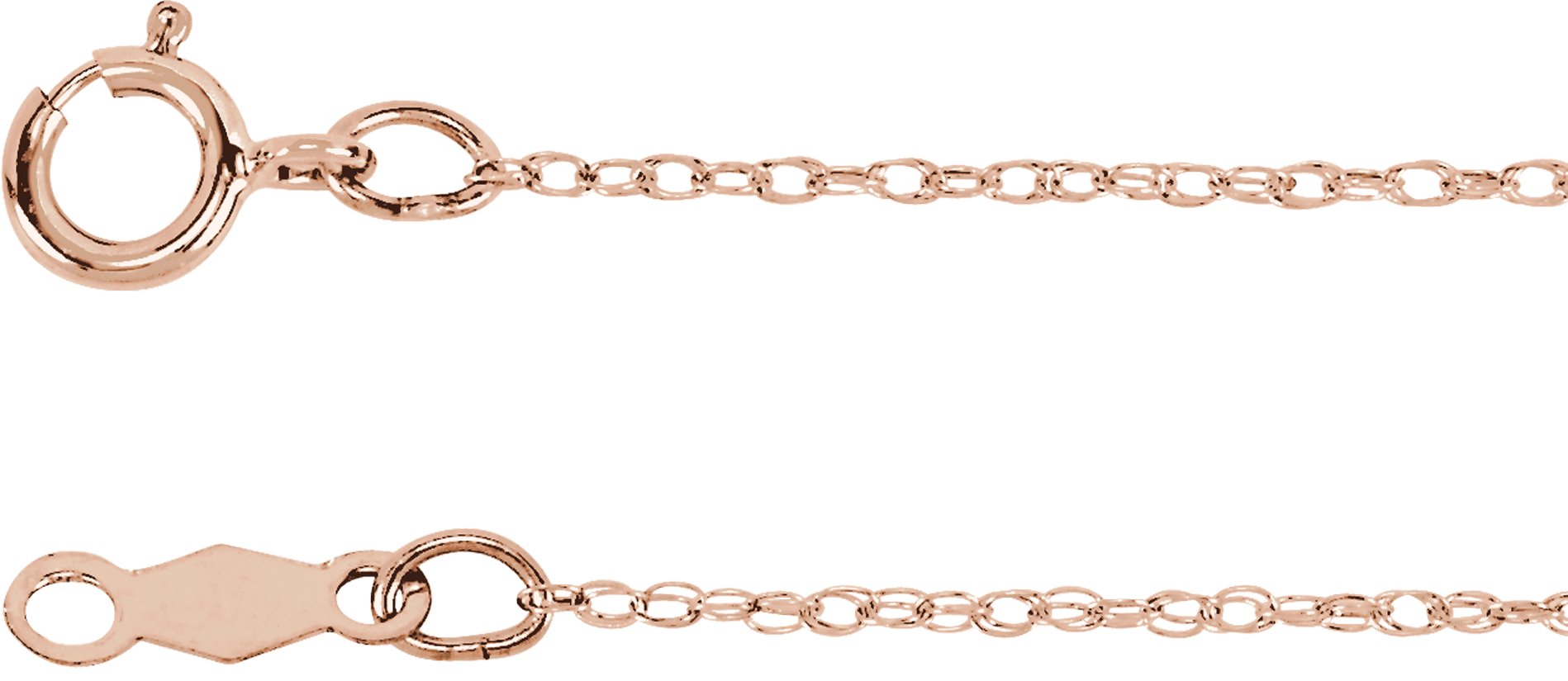 14K Rose .75 mm Rope 7 Chain 