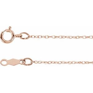 14K Rose .75 mm Rope 16" Chain 