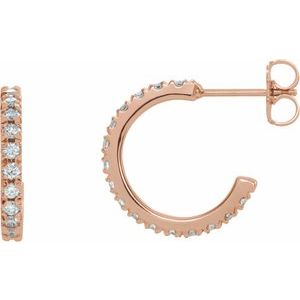 14K Rose 5/8 CTW Lab-Grown Diamond French-Set 15 mm Hoop Earrings