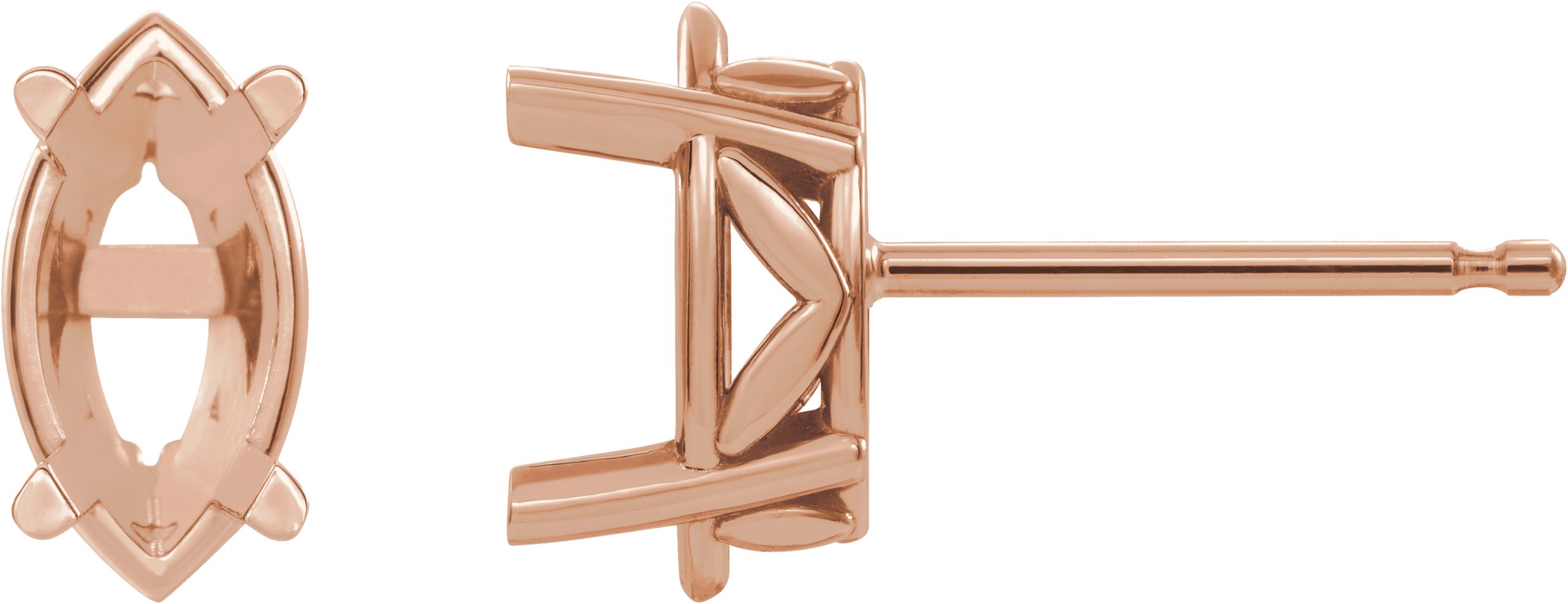 Marquise 4-Prong Floral Stud Earrings