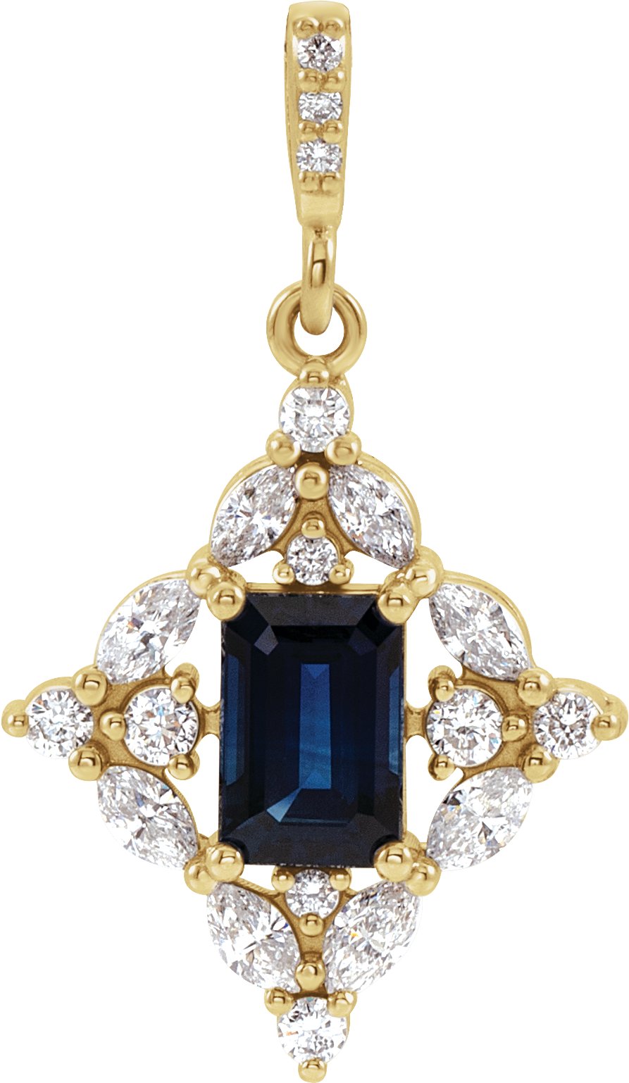 14K Yellow Blue Sapphire and .375 CTW Diamond Pendant Ref. 15758459