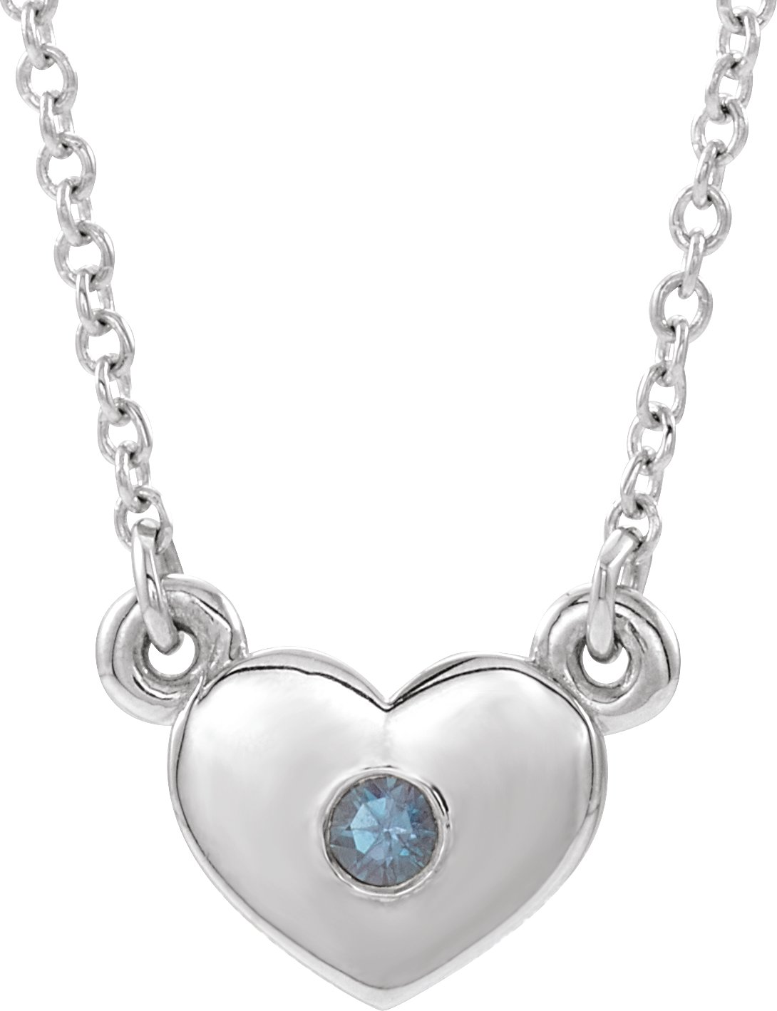 14K White Lab-Grown Alexandrite Heart 16 Necklace                  