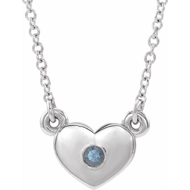 14K White Lab-Grown Alexandrite Heart 16" Necklace                  