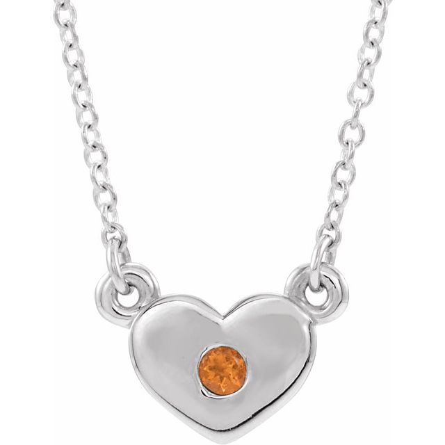 14K White Citrine Heart 16" Necklace   