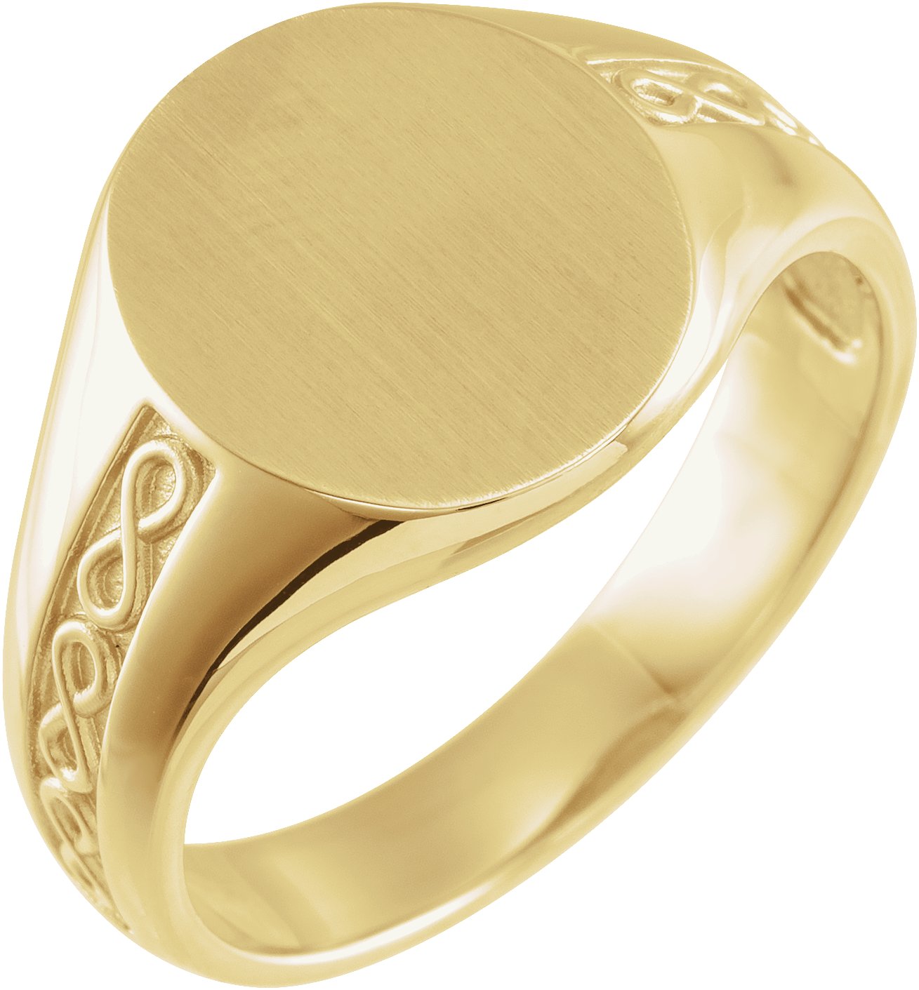 14K Yellow 15.3x13 mm Brushed Finished Signet Ring