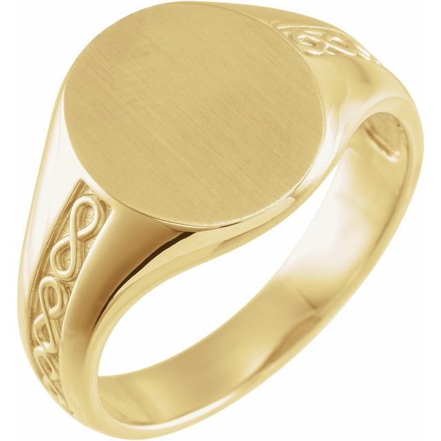 14K Yellow 15.3x13 mm Brushed Finished Signet Ring