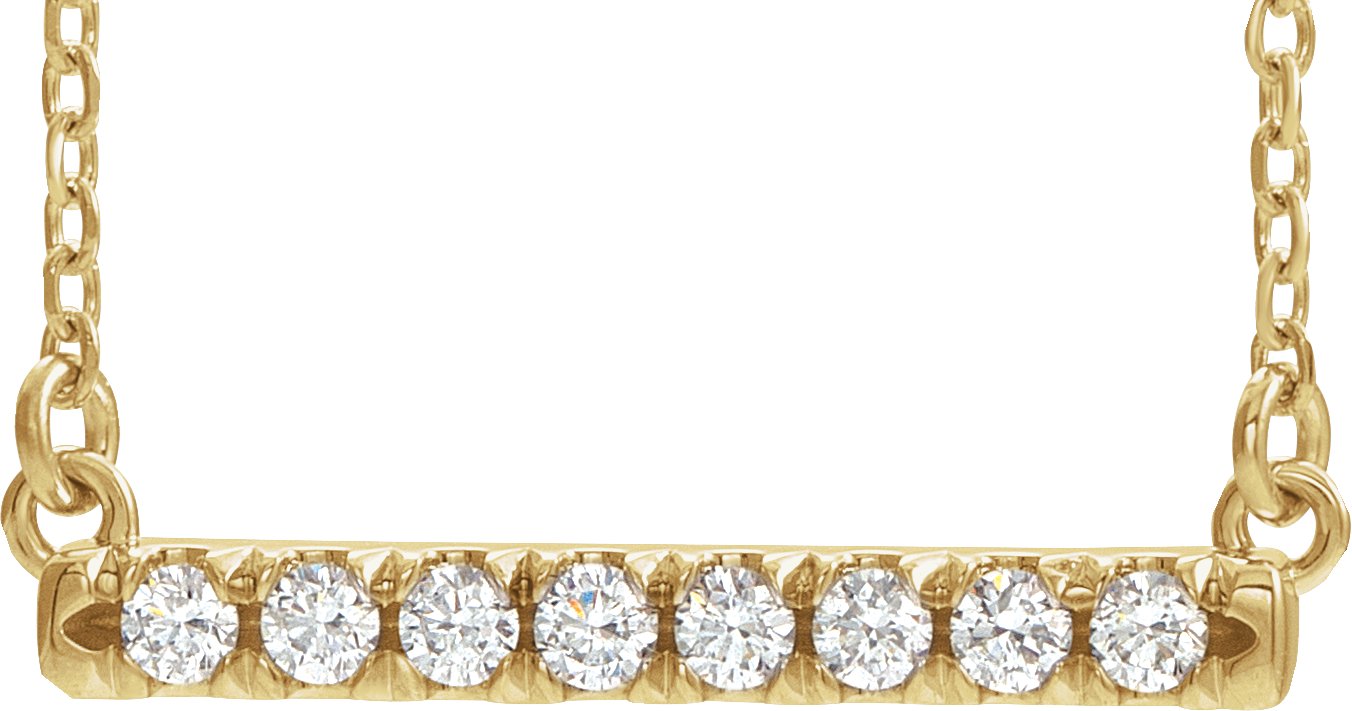 14K Yellow .25 CTW Diamond French Set Bar 18 inch Necklace Ref. 16020681