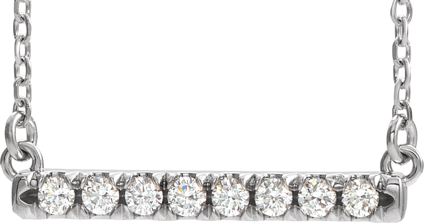 14K White .167 CTW Diamond French Set Bar 16 inch Necklace Ref. 16020665