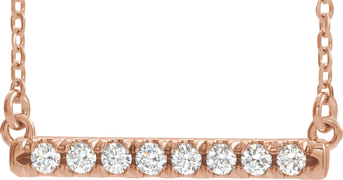 14K Rose .25 CTW Diamond French Set Bar 18 inch Necklace Ref. 16020682