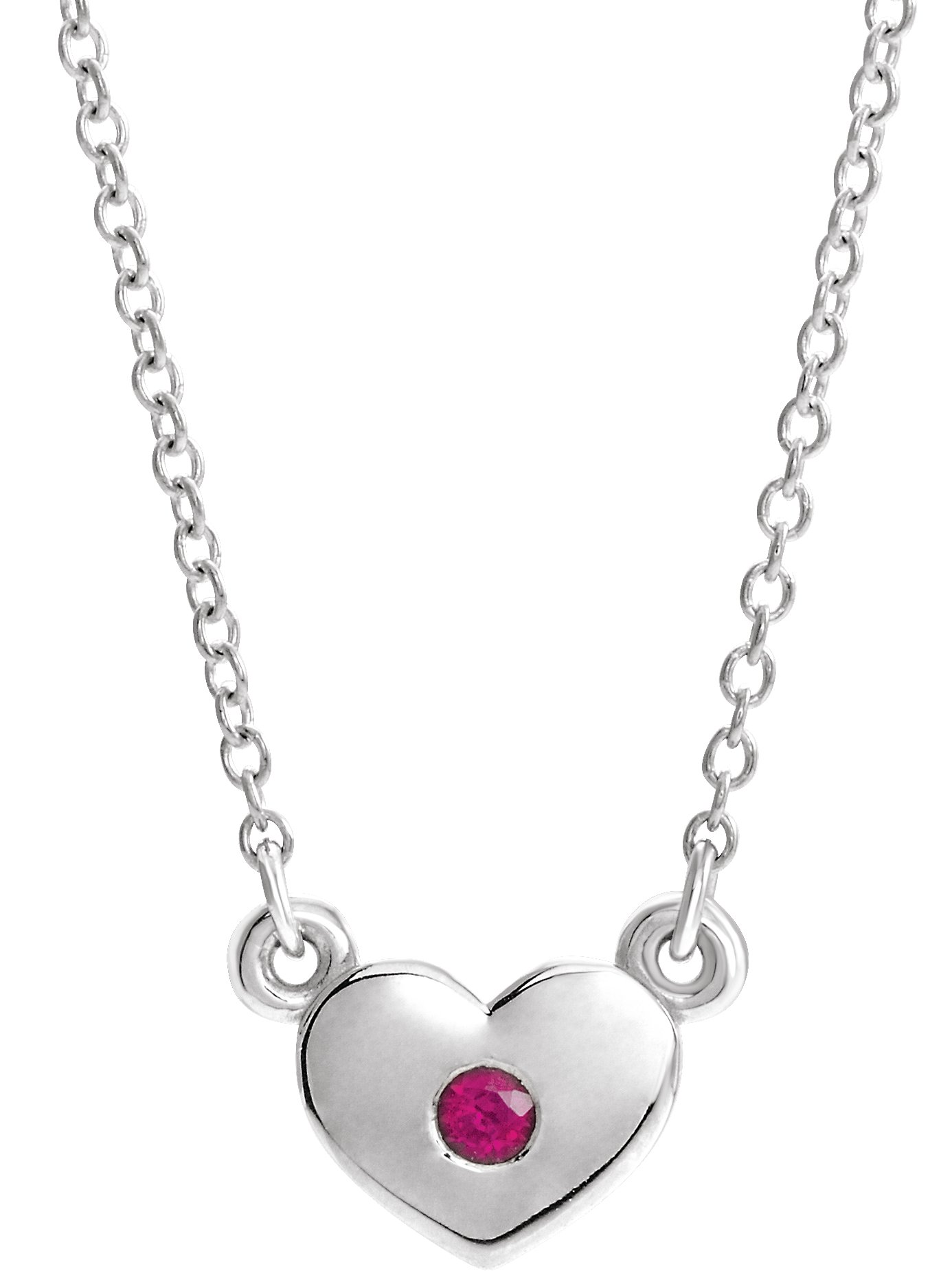 Sterling Silver Ruby Heart 16" Necklace              