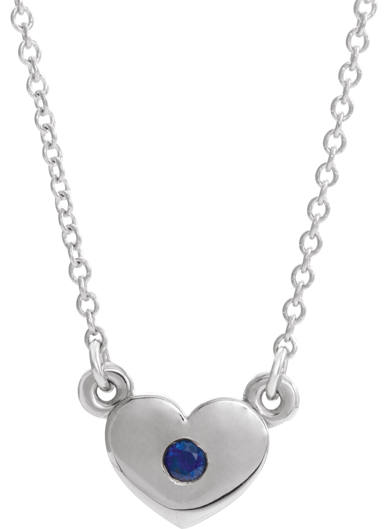 Sterling Silver Blue Sapphire Heart 16" Necklace        