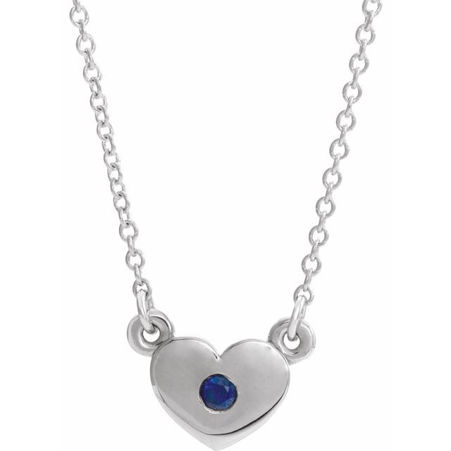Sterling Silver Natural Blue Sapphire Heart 16