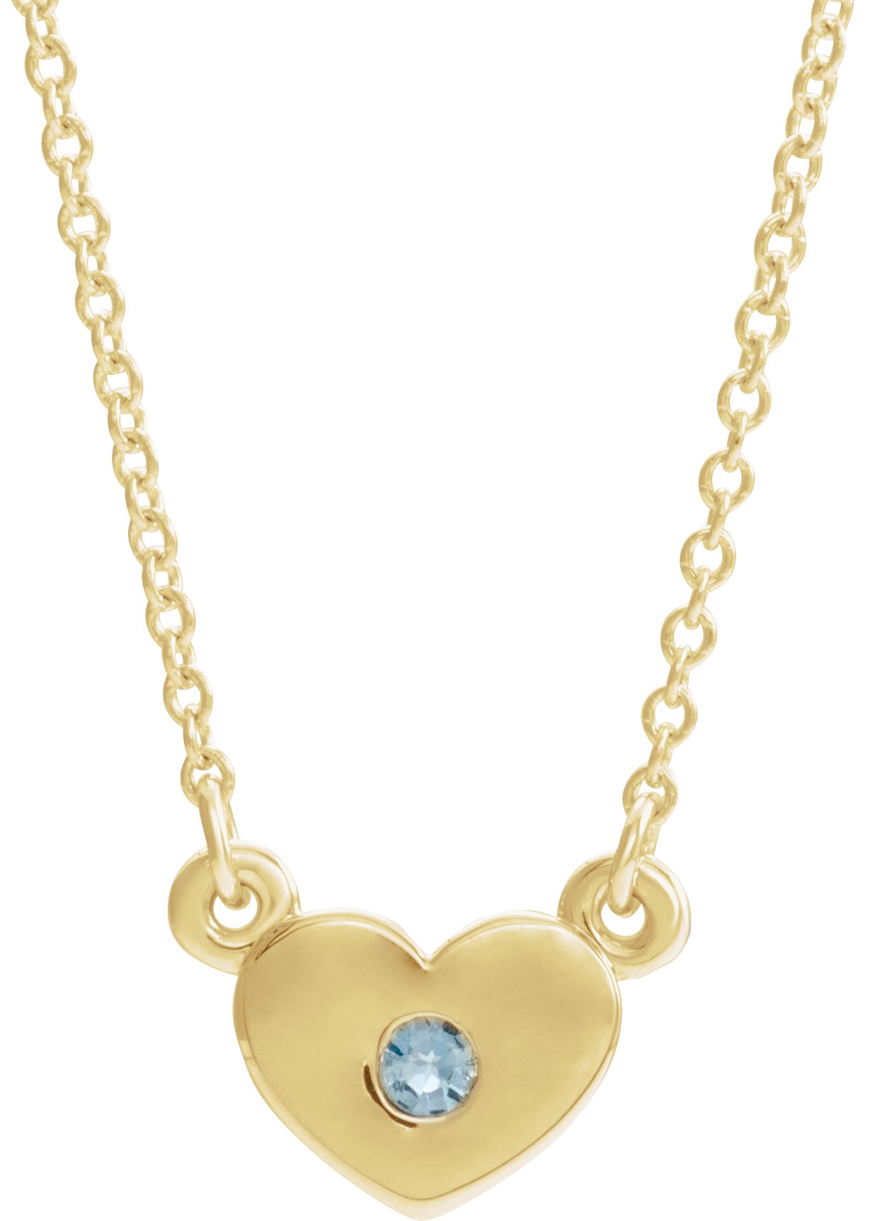 14K Yellow Natural Aquamarine Heart 16" Necklace