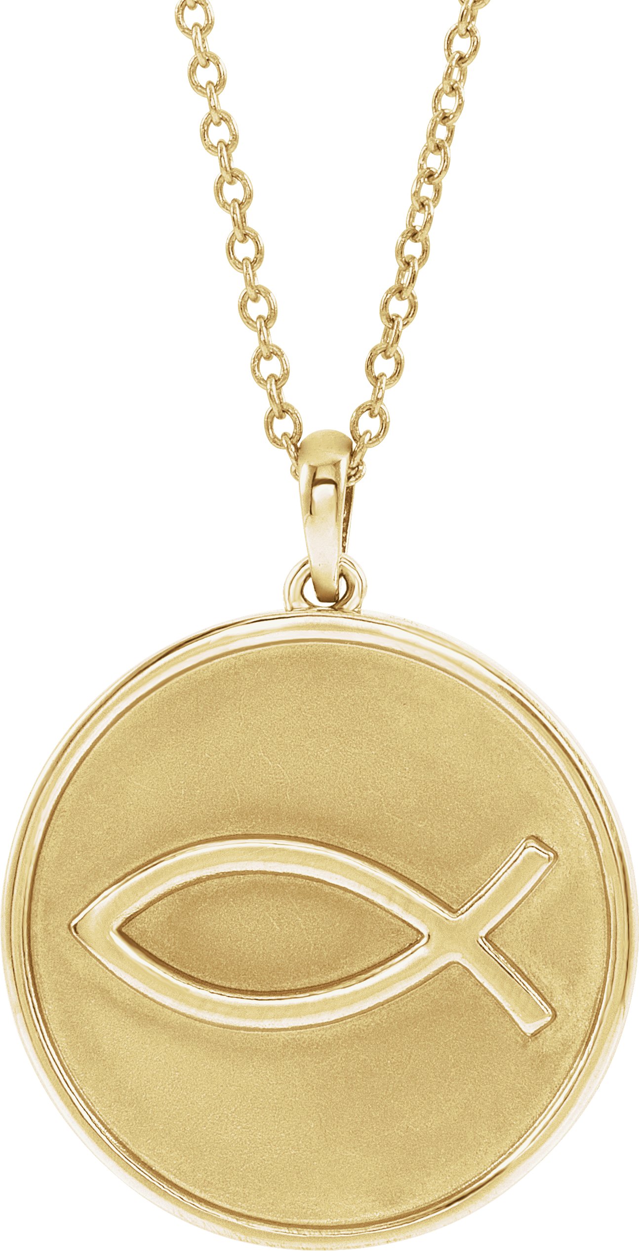 14K Yellow 20.3x18.4 mm Ichthus (Fish) 16-18" Necklace