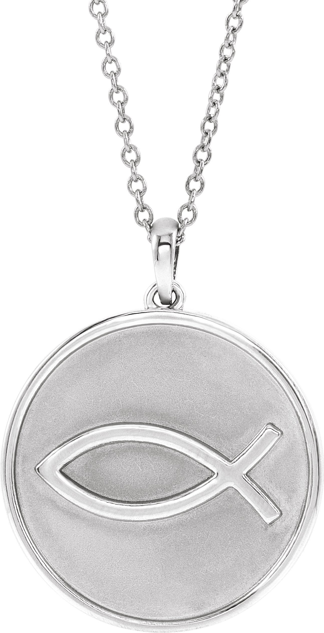 Sterling Silver 20.3x18.4 mm Ichthus (Fish) 16-18" Necklace