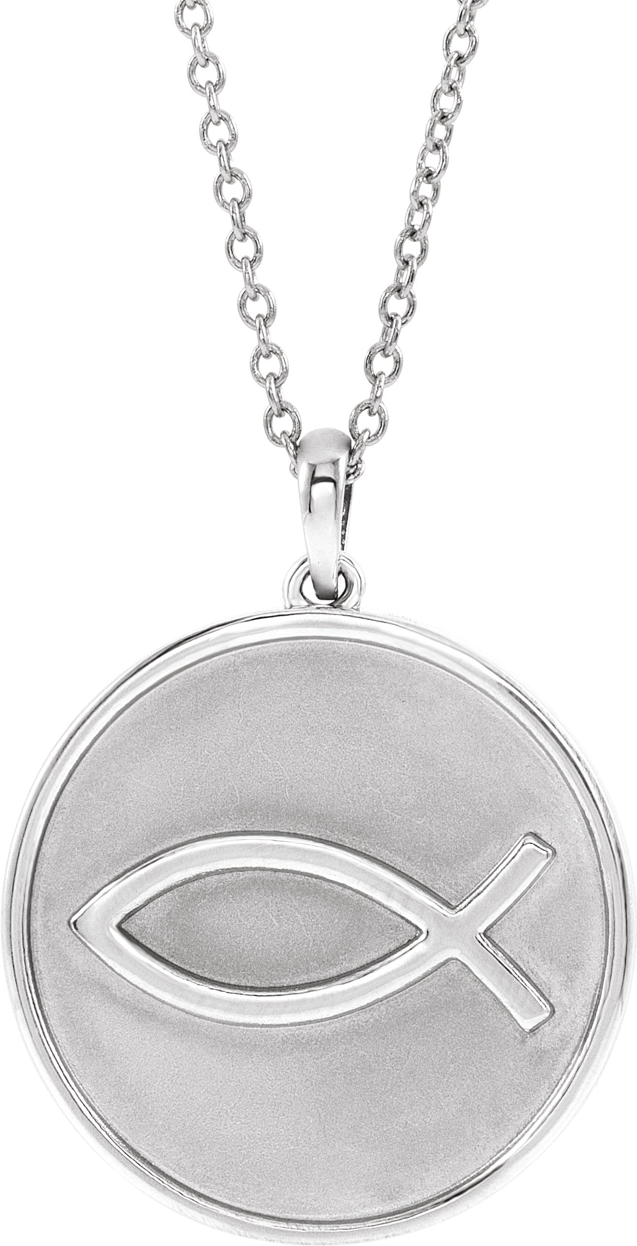 Platinum 20.3x18.4 mm Ichthus (Fish) 16-18" Necklace