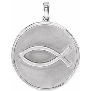 Sterling Silver 20.3x18.4 mm Ichthus (Fish) Pendant