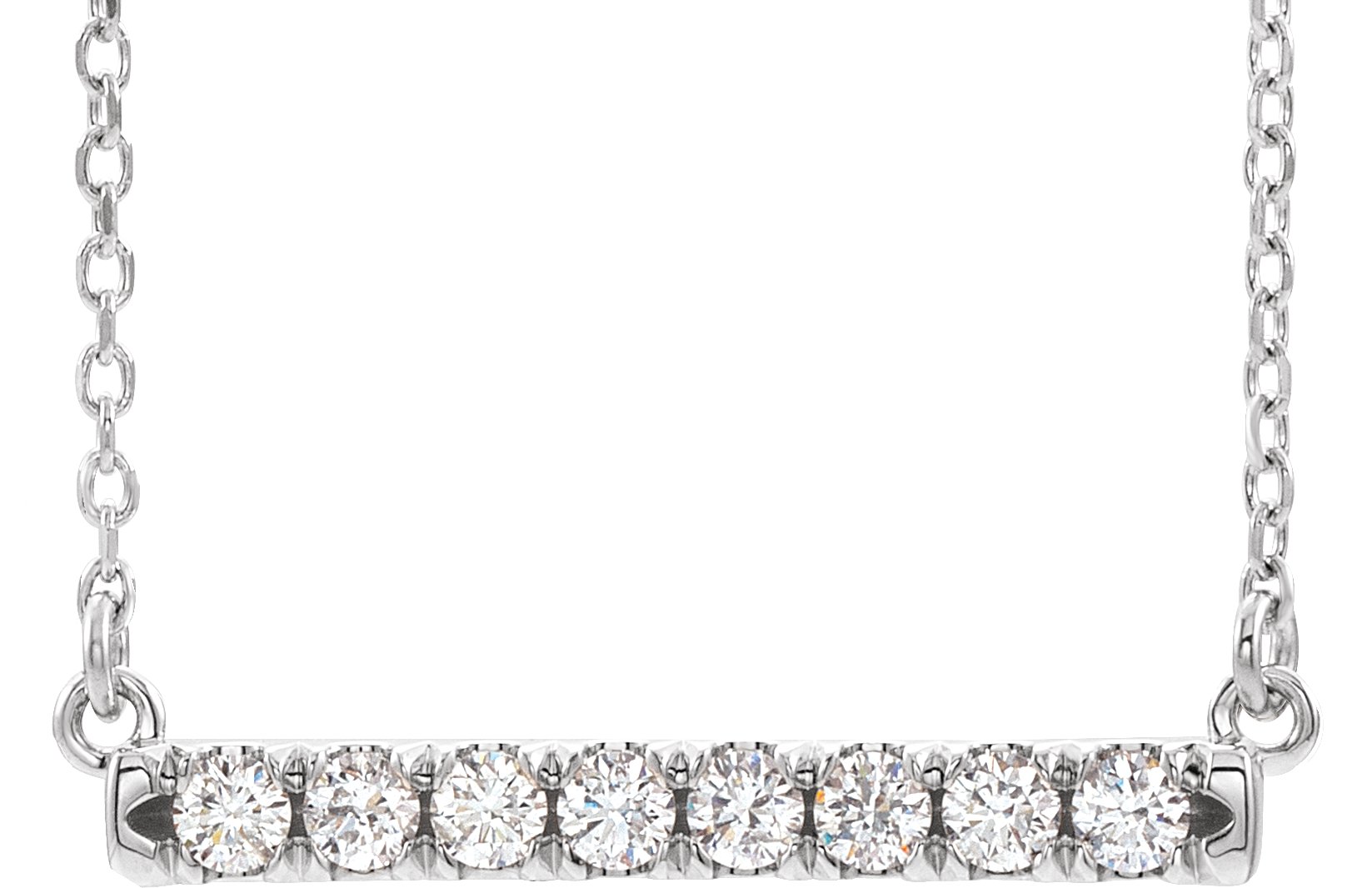 14K White .25 CTW Lab Grown Diamond French Set Bar 16 18 inch Necklace Ref. 17058827
