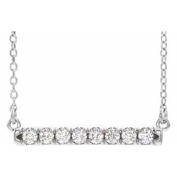 14K White .50 CTW Lab Grown Diamond French Set Bar 16 18 inch Necklace Ref. 17058830