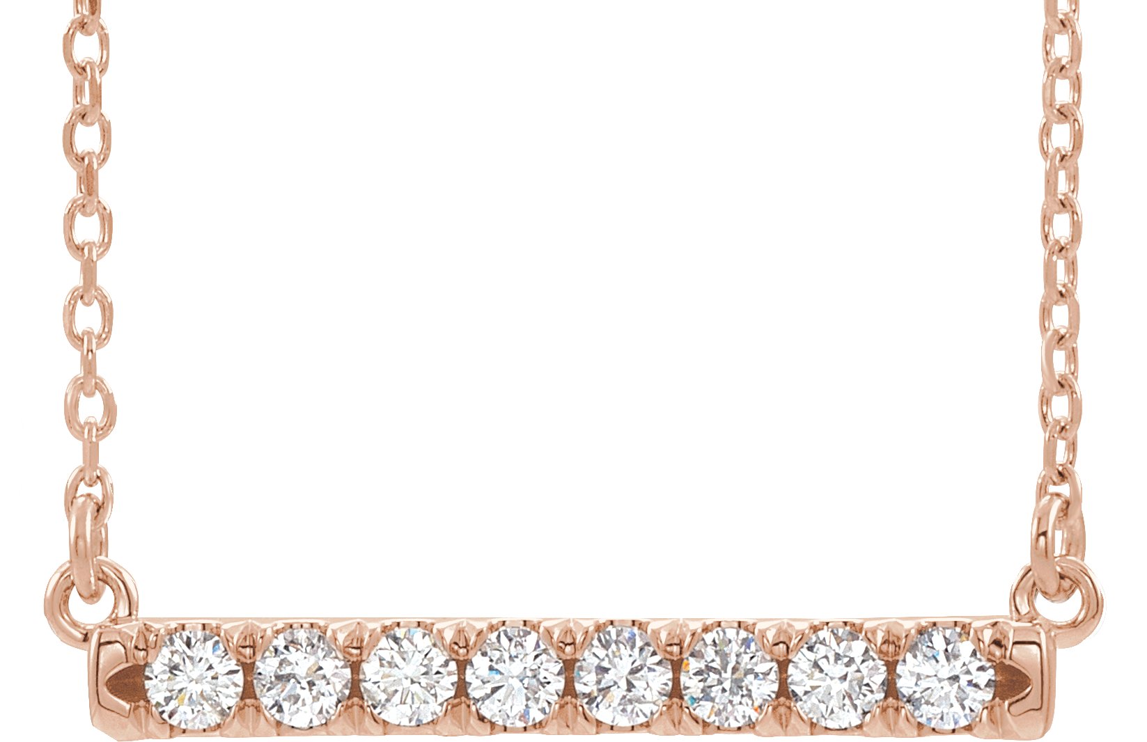 14K Rose .25 CTW Lab Grown Diamond French Set Bar 16 18 inch Necklace Ref. 17058828