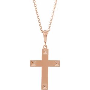 14K Rose Cross 18" Necklace
